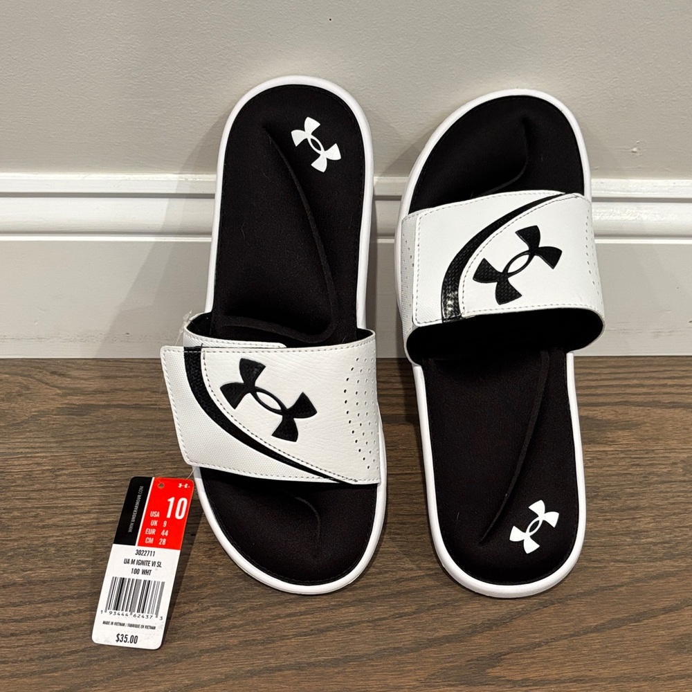 Under Armour Kids Slide Sandals - Black with White Accents